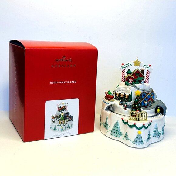 Hallmark Keepsake North Pole Village Santa Train Ornament Light Sound Motion - Picture 1 of 12
